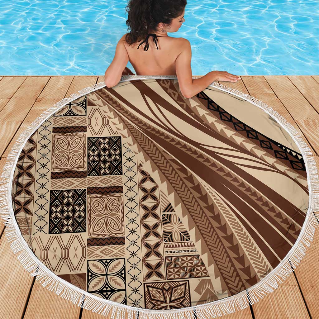 Pasifika Women's Day - Samoa Siapo Malu Tattoo Inspired Beach Blanket Beige LT7 - Polynesian Pride