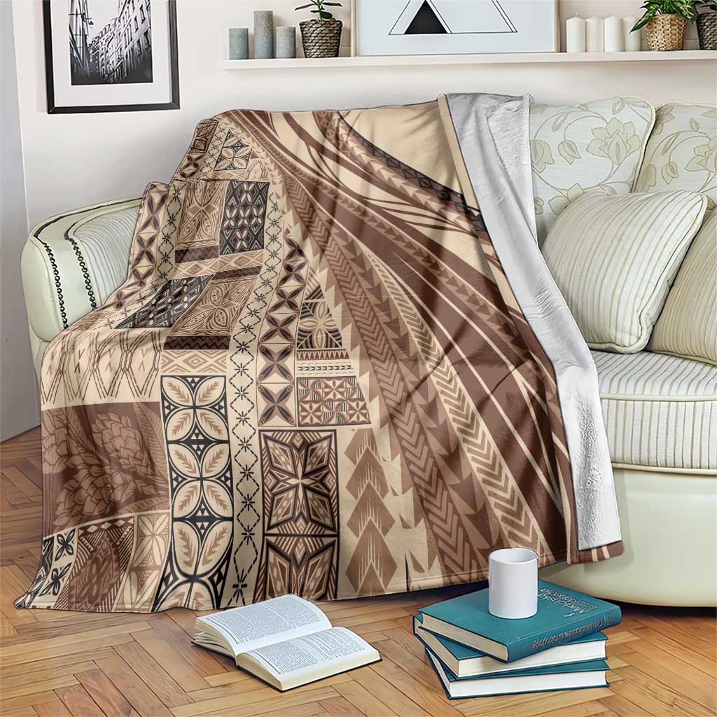 Pasifika Women's Day - Samoa Siapo Malu Tattoo Inspired Blanket Beige LT7 Beige - Polynesian Pride