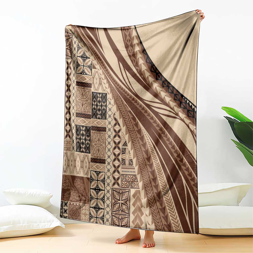 Pasifika Women's Day - Samoa Siapo Malu Tattoo Inspired Blanket Beige LT7 - Polynesian Pride