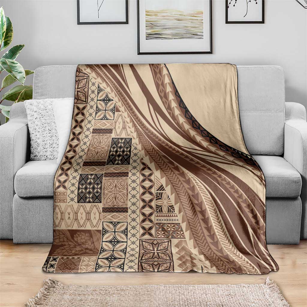 Pasifika Women's Day - Samoa Siapo Malu Tattoo Inspired Blanket Beige LT7 - Polynesian Pride