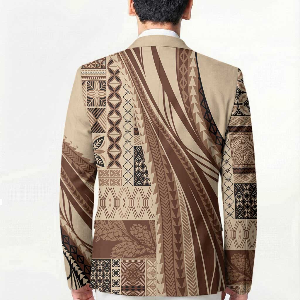 Pasifika Women's Day - Samoa Siapo Malu Tattoo Inspired Blazer Beige LT7 - Polynesian Pride