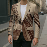 Pasifika Women's Day - Samoa Siapo Malu Tattoo Inspired Blazer Beige LT7 - Polynesian Pride