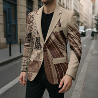 Pasifika Women's Day - Samoa Siapo Malu Tattoo Inspired Blazer Beige LT7 - Polynesian Pride
