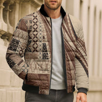Pasifika Women's Day - Samoa Siapo Malu Tattoo Inspired Bomber Puffer Jacket Beige LT7 - Polynesian Pride