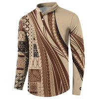 Pasifika Women's Day - Samoa Siapo Malu Tattoo Inspired Button Sweatshirt Beige LT7 - Polynesian Pride