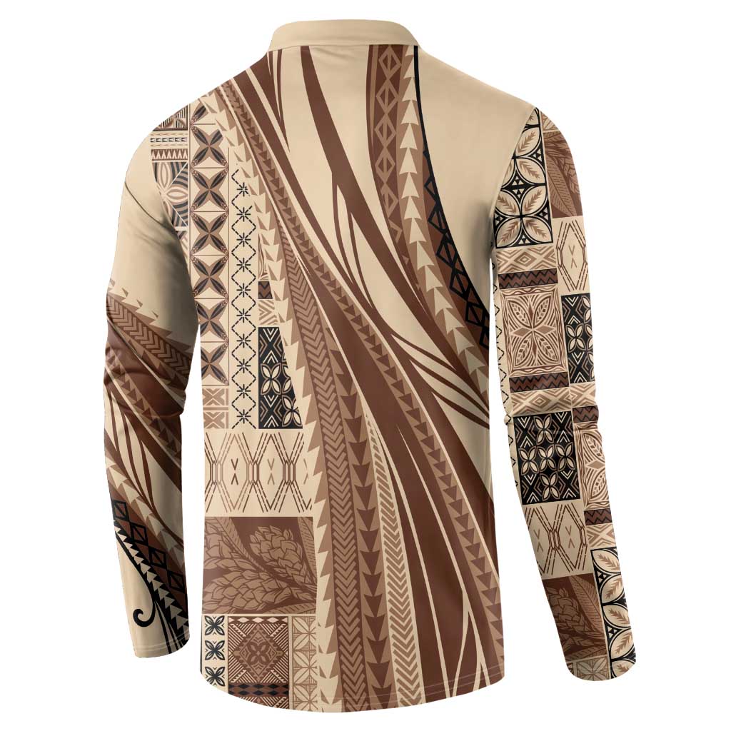 Pasifika Women's Day - Samoa Siapo Malu Tattoo Inspired Button Sweatshirt Beige LT7 - Polynesian Pride