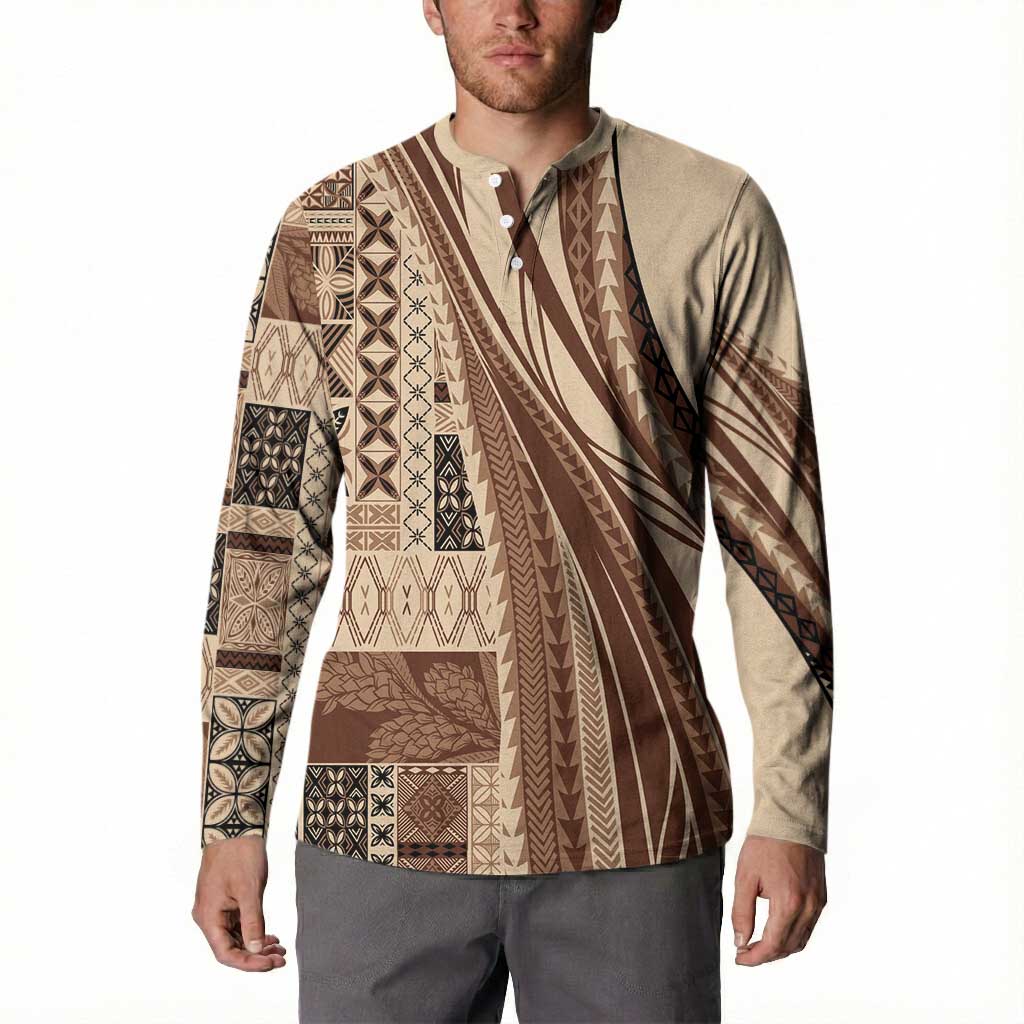 Pasifika Women's Day - Samoa Siapo Malu Tattoo Inspired Button Sweatshirt Beige LT7 - Polynesian Pride
