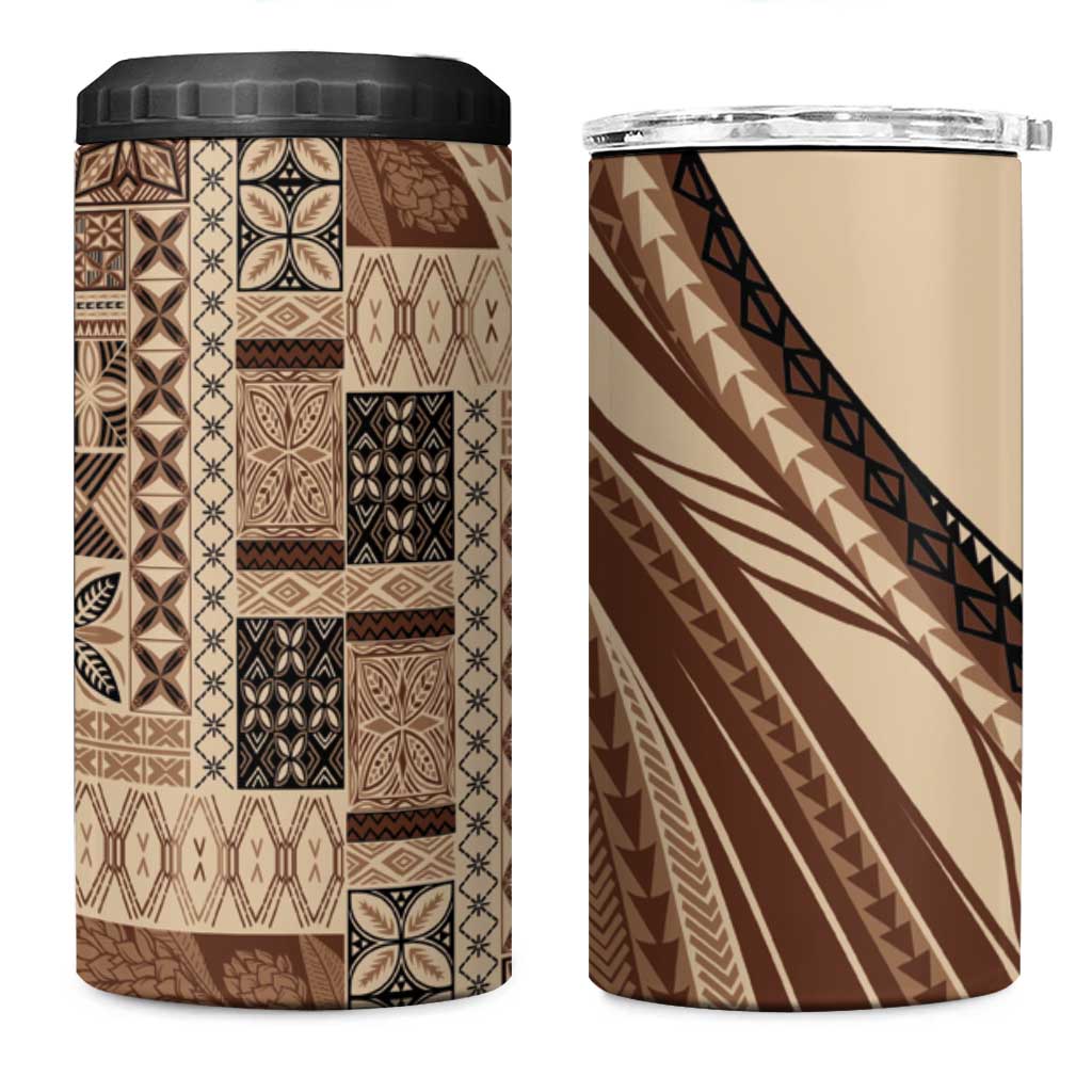 Pasifika Women's Day - Samoa Siapo Malu Tattoo Inspired 4 in 1 Can Cooler Tumbler Beige LT7 One Size: 16 oz Beige - Polynesian Pride