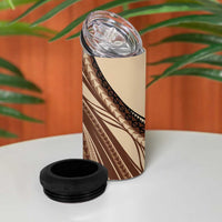 Pasifika Women's Day - Samoa Siapo Malu Tattoo Inspired 4 in 1 Can Cooler Tumbler Beige LT7 - Polynesian Pride