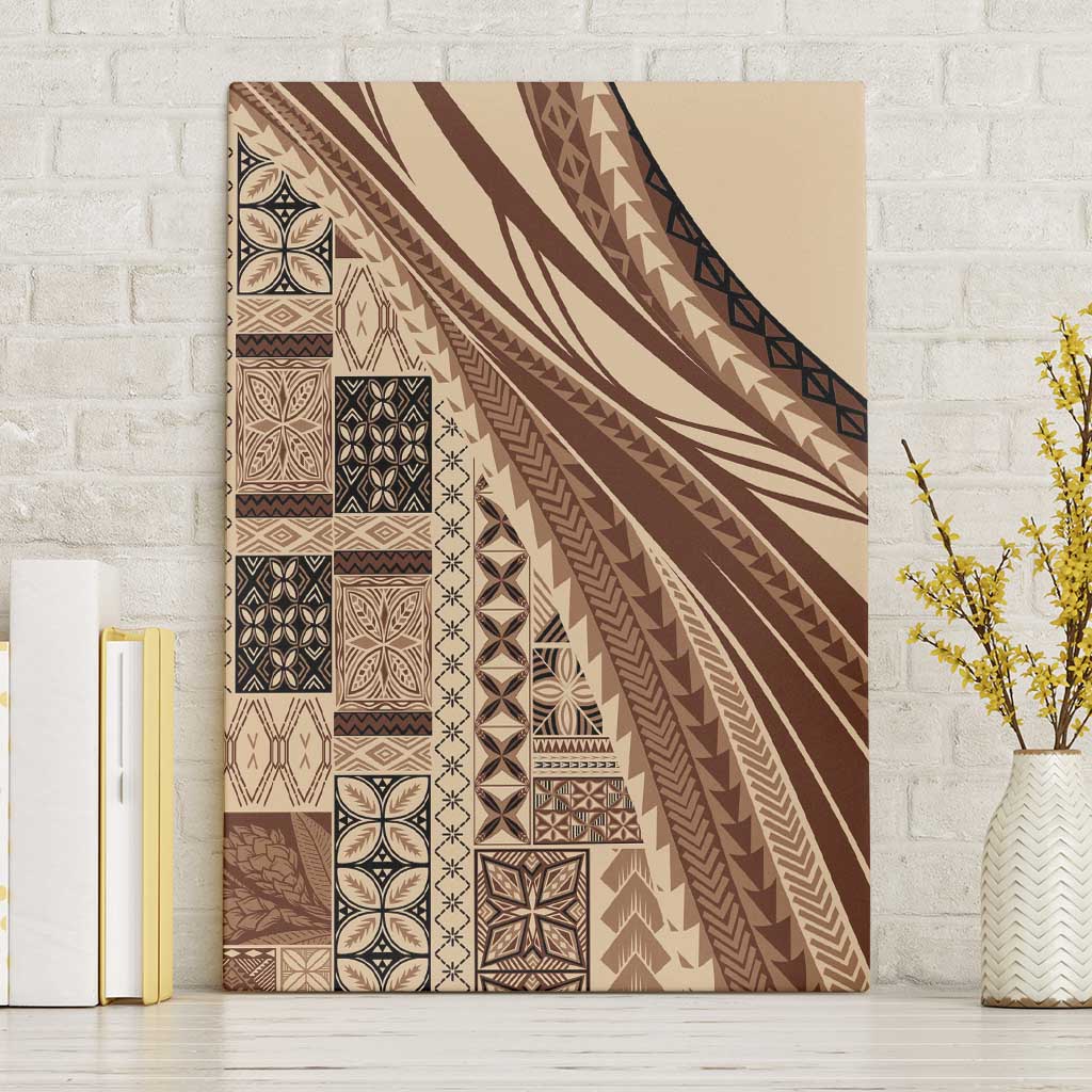Pasifika Women's Day - Samoa Siapo Malu Tattoo Inspired Canvas Wall Art Beige LT7 Without Frame Beige - Polynesian Pride