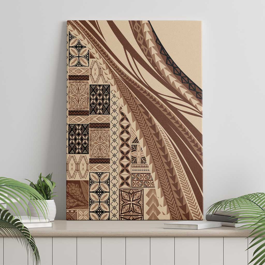 Pasifika Women's Day - Samoa Siapo Malu Tattoo Inspired Canvas Wall Art Beige LT7 - Polynesian Pride