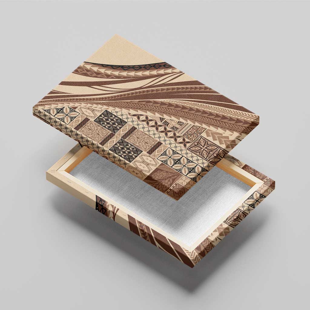 Pasifika Women's Day - Samoa Siapo Malu Tattoo Inspired Canvas Wall Art Beige LT7 - Polynesian Pride