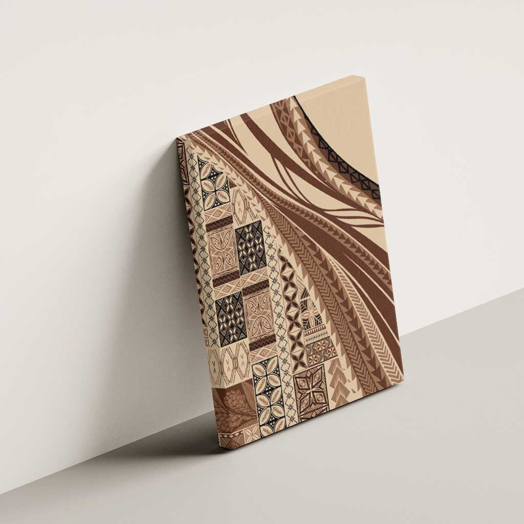 Pasifika Women's Day - Samoa Siapo Malu Tattoo Inspired Canvas Wall Art Beige LT7 - Polynesian Pride