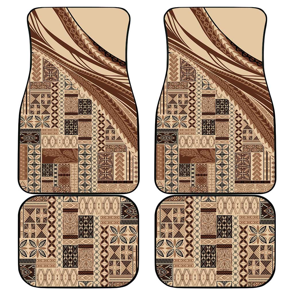 Pasifika Women's Day - Samoa Siapo Malu Tattoo Inspired Car Mats Beige LT7 - Polynesian Pride