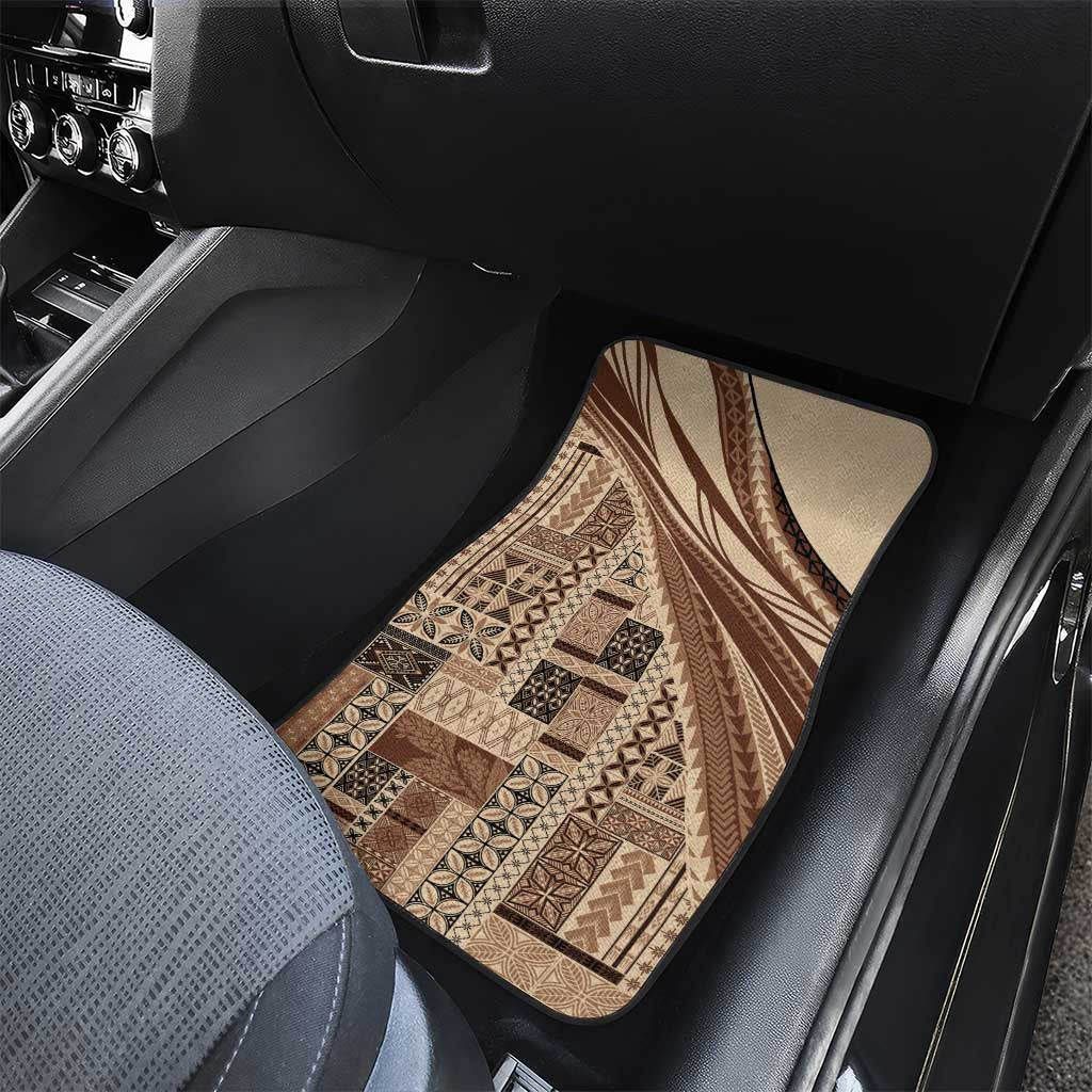 Pasifika Women's Day - Samoa Siapo Malu Tattoo Inspired Car Mats Beige LT7 - Polynesian Pride