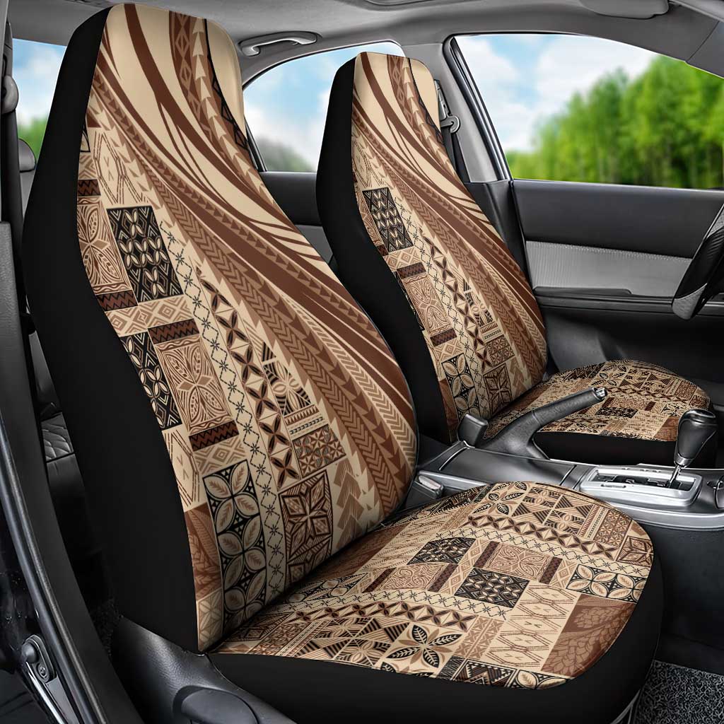 Pasifika Women's Day - Samoa Siapo Malu Tattoo Inspired Car Seat Cover Beige LT7 - Polynesian Pride