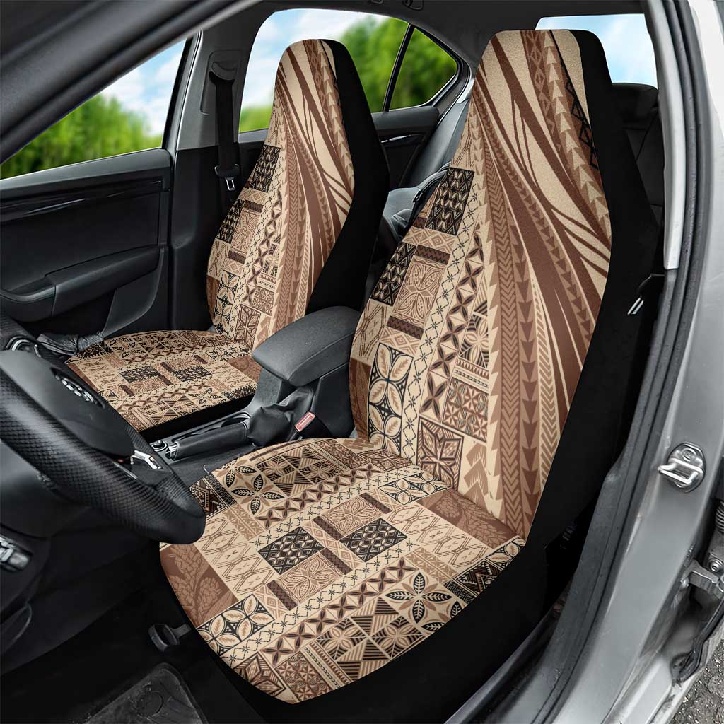Pasifika Women's Day - Samoa Siapo Malu Tattoo Inspired Car Seat Cover Beige LT7 - Polynesian Pride