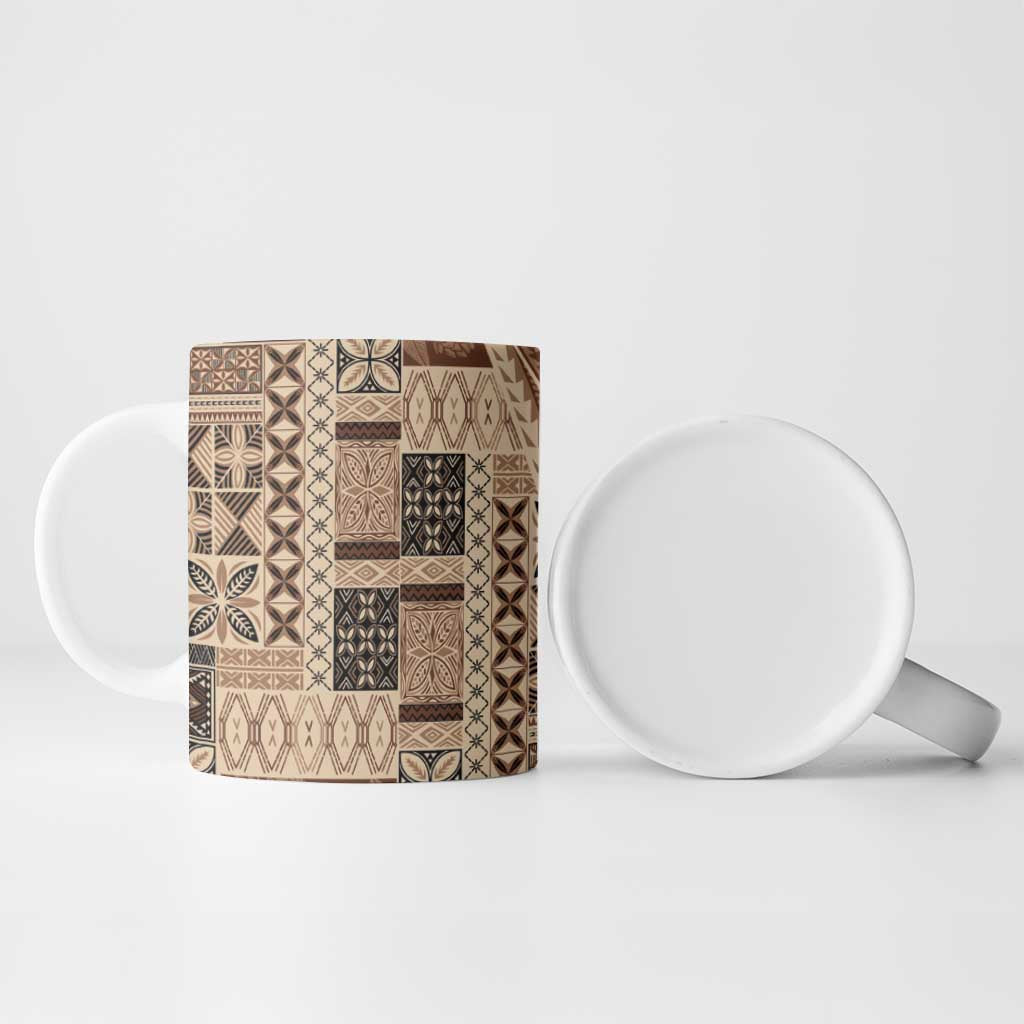 Pasifika Women's Day - Samoa Siapo Malu Tattoo Inspired Ceramic Mug Beige LT7 - Polynesian Pride