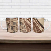 Pasifika Women's Day - Samoa Siapo Malu Tattoo Inspired Ceramic Mug Beige LT7 - Polynesian Pride