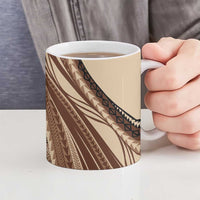 Pasifika Women's Day - Samoa Siapo Malu Tattoo Inspired Ceramic Mug Beige LT7 - Polynesian Pride
