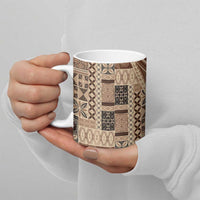 Pasifika Women's Day - Samoa Siapo Malu Tattoo Inspired Ceramic Mug Beige LT7 - Polynesian Pride