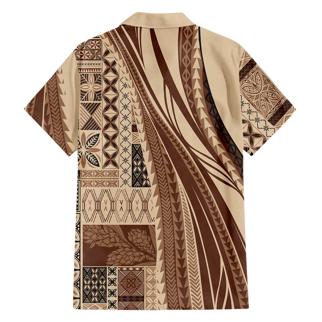 Pasifika Women's Day - Samoa Siapo Malu Tattoo Inspired Family Matching Long Sleeve Bodycon Dress and Hawaiian Shirt Beige