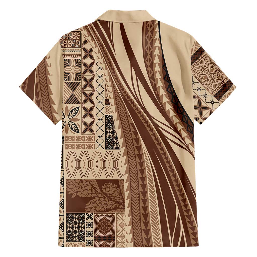 Pasifika Women's Day - Samoa Siapo Malu Tattoo Inspired Family Matching Mermaid Dress and Hawaiian Shirt Beige