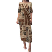 Pasifika Women's Day - Samoa Siapo Malu Tattoo Inspired Family Matching Puletasi and Hawaiian Shirt Beige