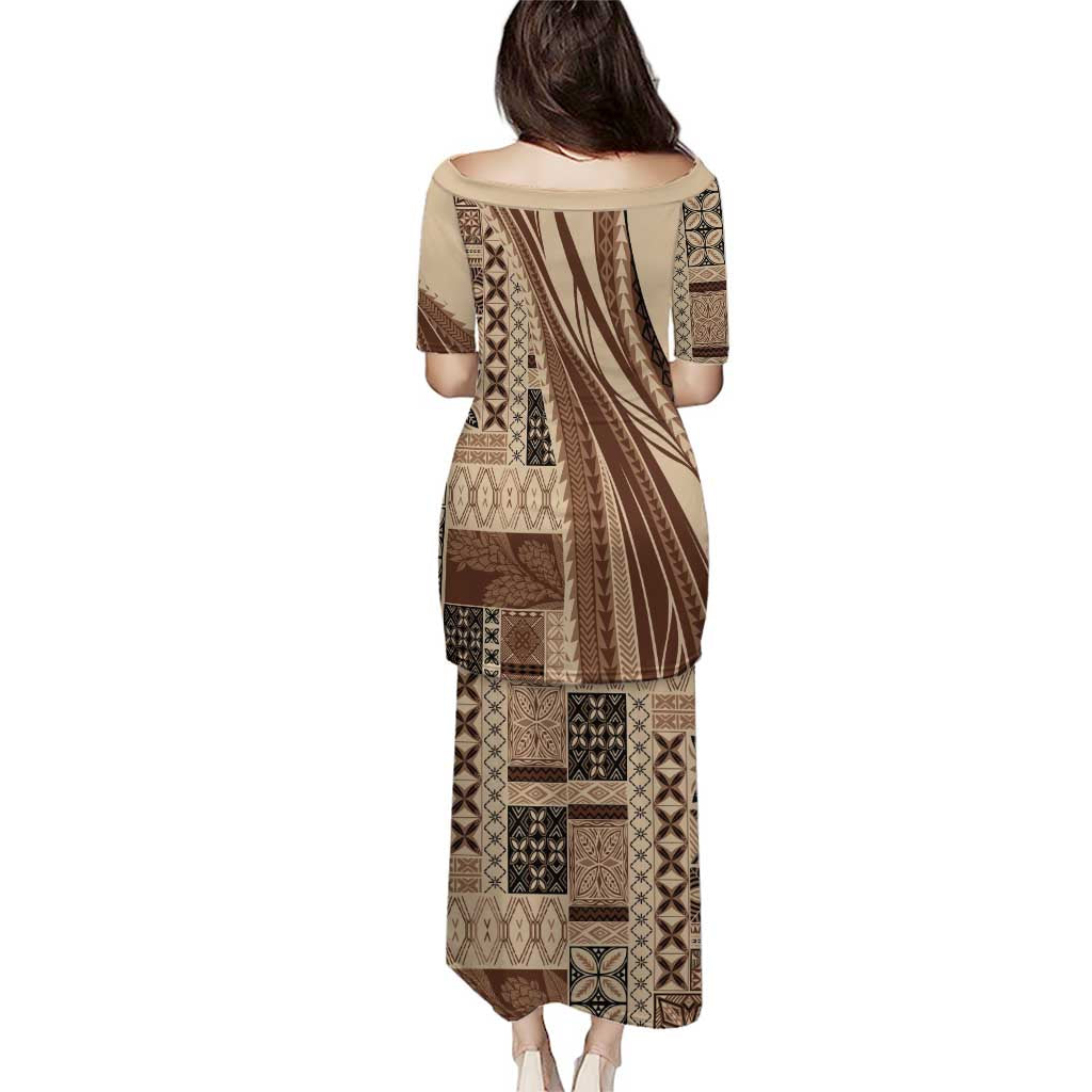 Pasifika Women's Day - Samoa Siapo Malu Tattoo Inspired Family Matching Puletasi and Hawaiian Shirt Beige