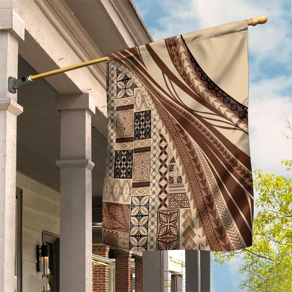 Pasifika Women's Day - Samoa Siapo Malu Tattoo Inspired Garden Flag Beige