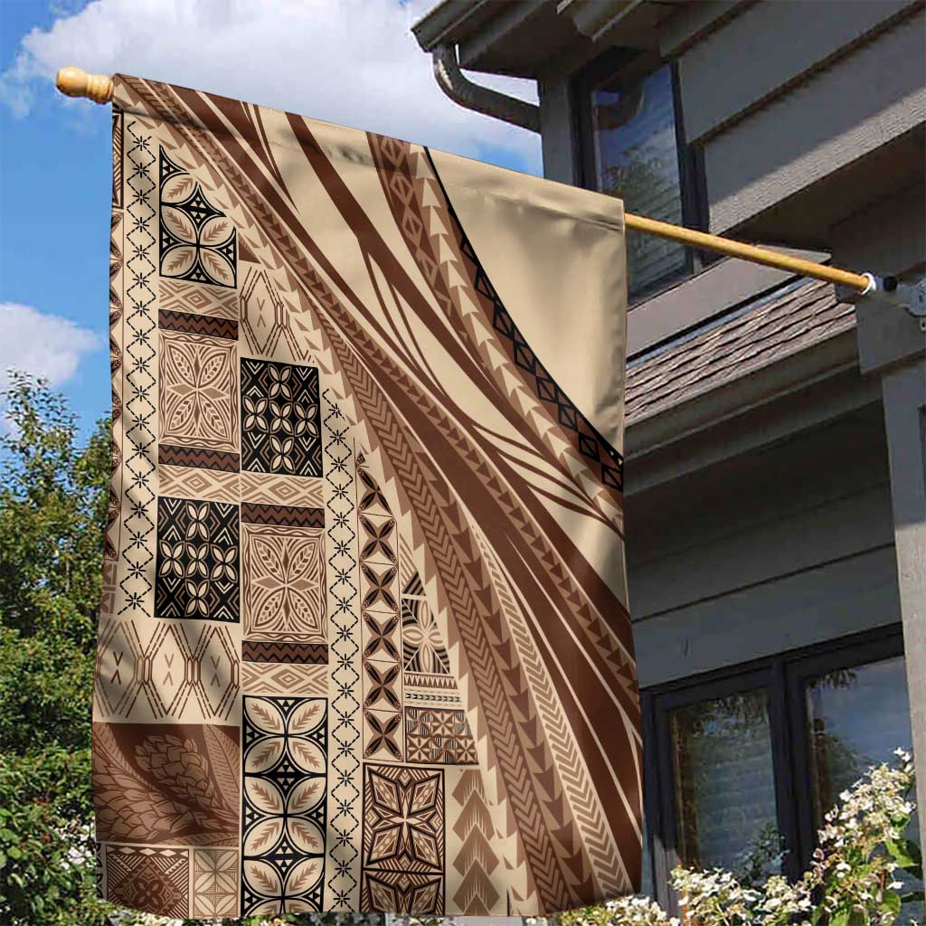 Pasifika Women's Day - Samoa Siapo Malu Tattoo Inspired Garden Flag Beige LT7 - Polynesian Pride