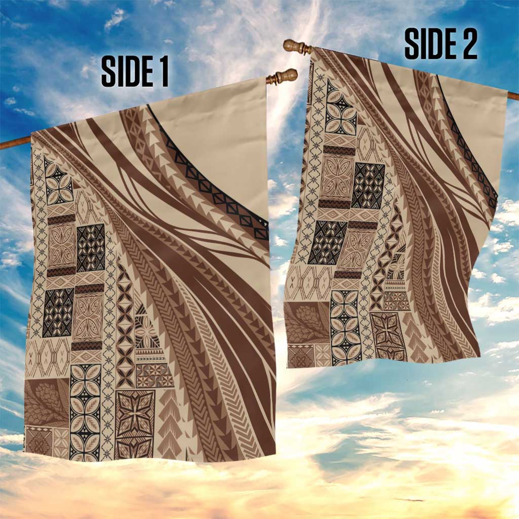 Pasifika Women's Day - Samoa Siapo Malu Tattoo Inspired Garden Flag Beige LT7 - Polynesian Pride