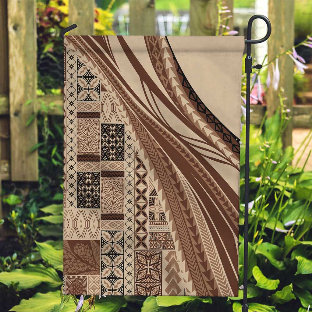 Pasifika Women's Day - Samoa Siapo Malu Tattoo Inspired Garden Flag Beige LT7 Garden Flag Beige - Polynesian Pride