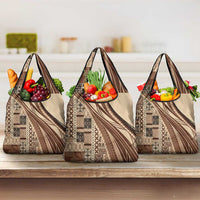 Pasifika Women's Day - Samoa Siapo Malu Tattoo Inspired Grocery Bag Beige LT7 3-pack One Size Beige - Polynesian Pride
