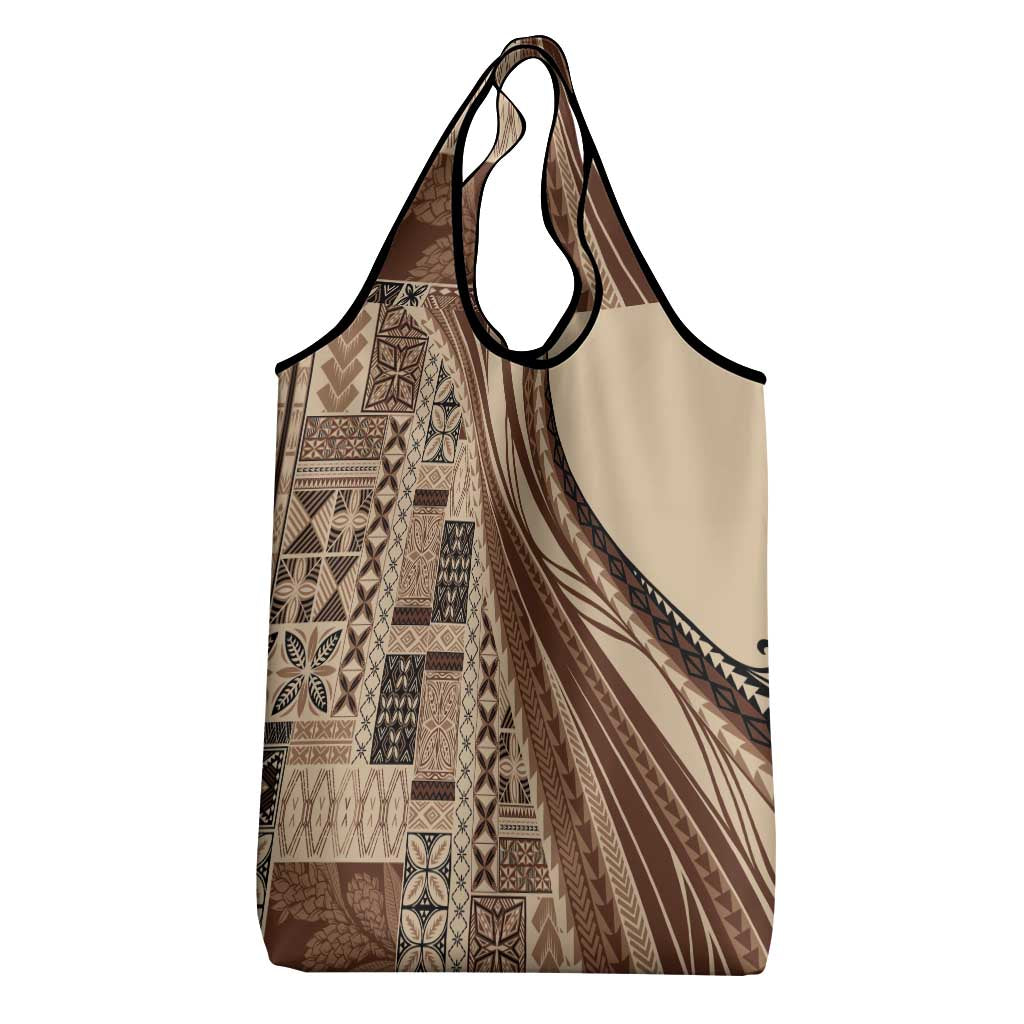Pasifika Women's Day - Samoa Siapo Malu Tattoo Inspired Grocery Bag Beige LT7 - Polynesian Pride