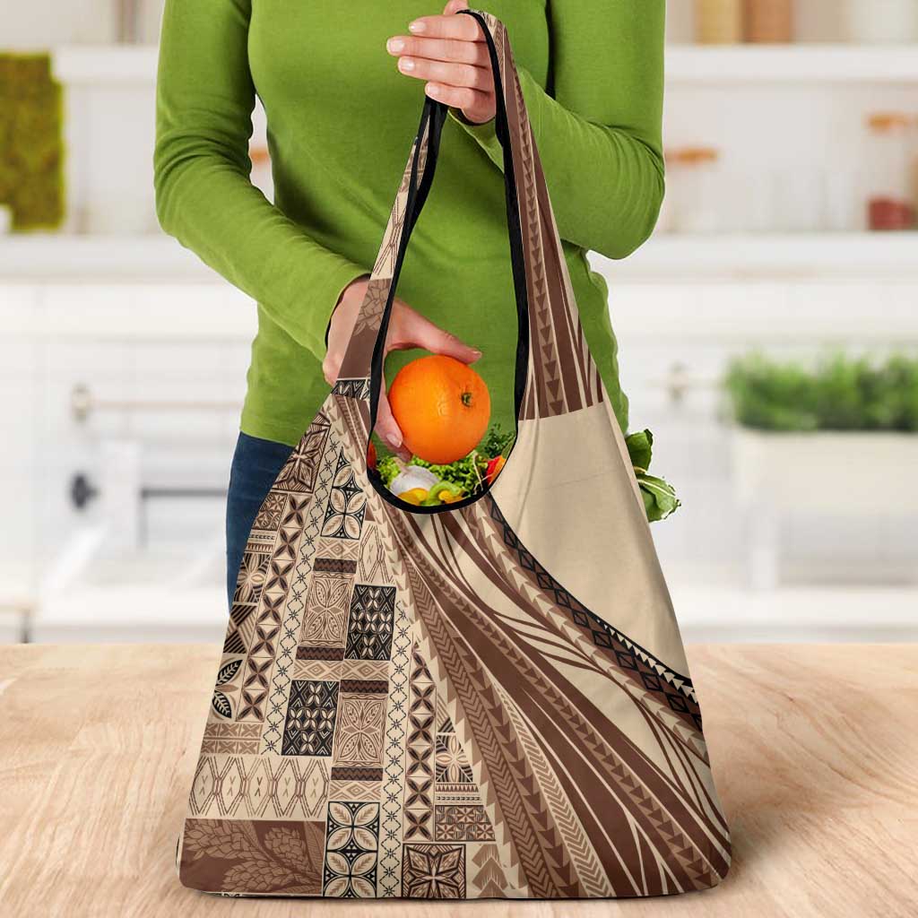 Pasifika Women's Day - Samoa Siapo Malu Tattoo Inspired Grocery Bag Beige LT7 - Polynesian Pride