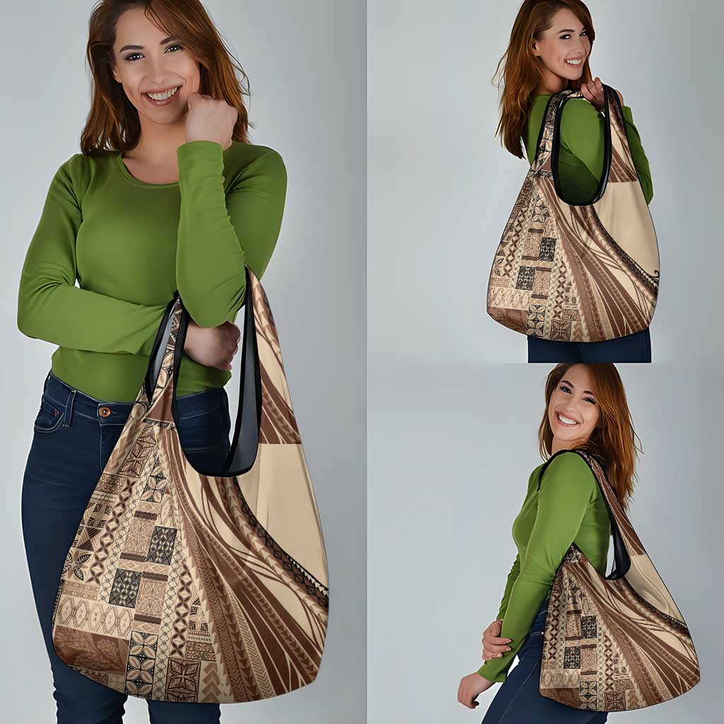 Pasifika Women's Day - Samoa Siapo Malu Tattoo Inspired Grocery Bag Beige LT7 - Polynesian Pride