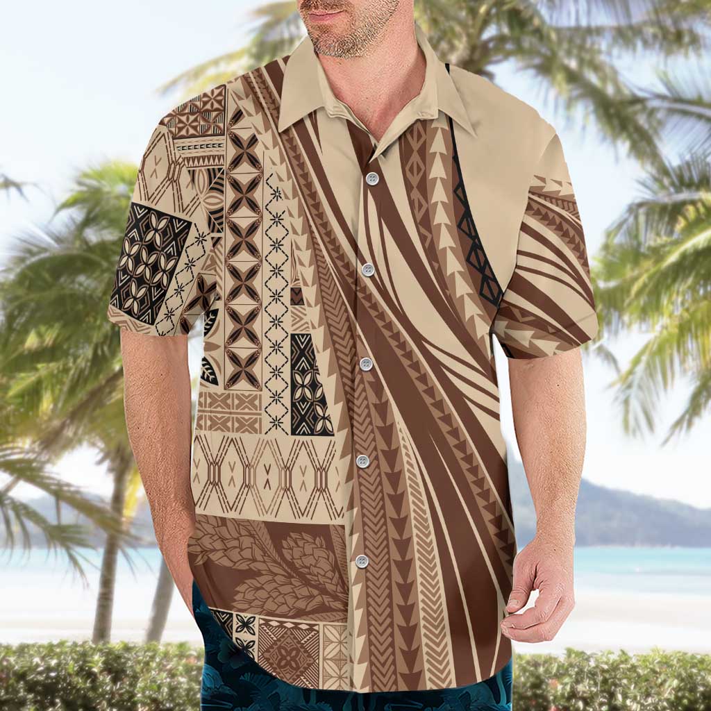 Pasifika Women's Day - Samoa Siapo Malu Tattoo Inspired Hawaiian Shirt Beige