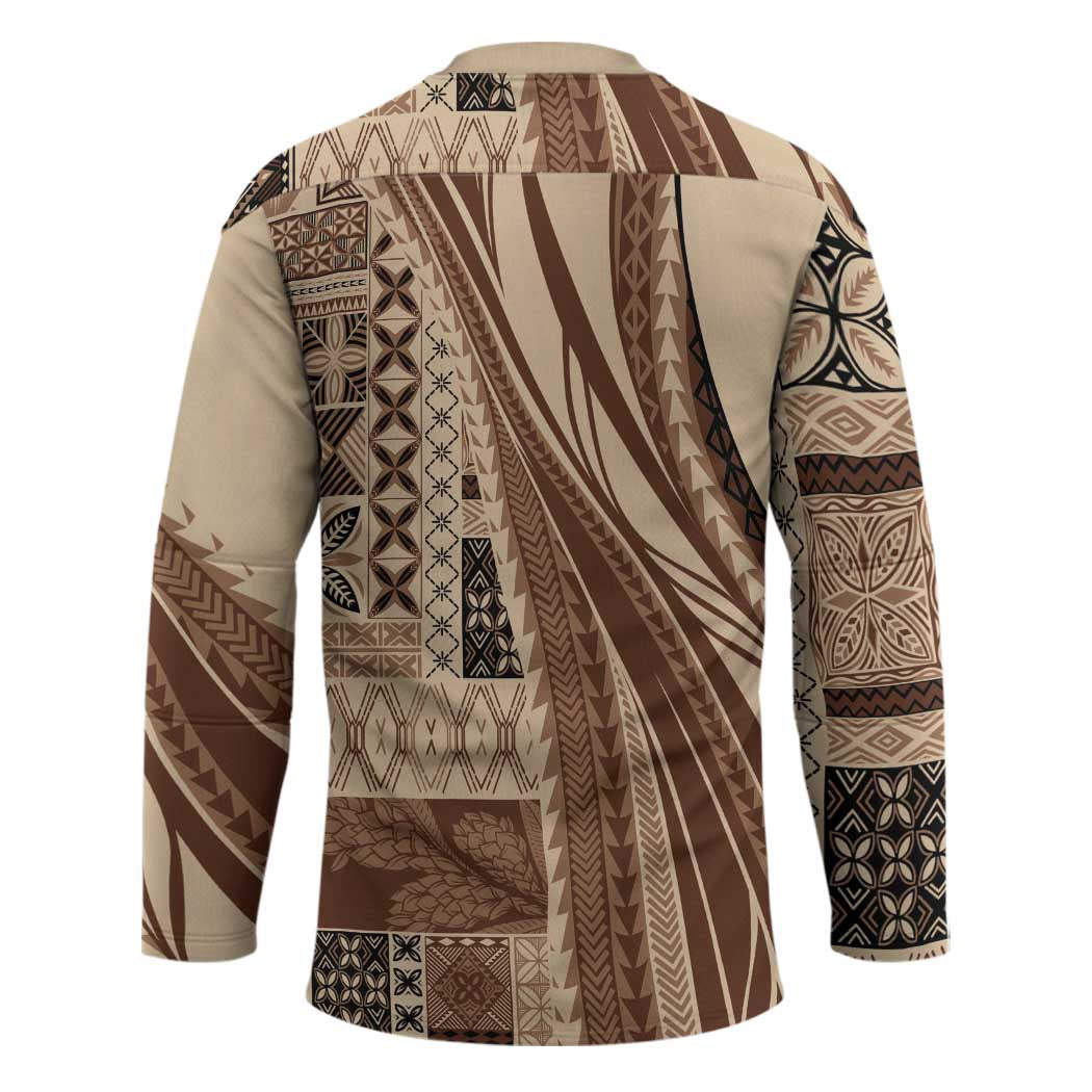 Pasifika Women's Day - Samoa Siapo Malu Tattoo Inspired Hockey Jersey Beige LT7 - Polynesian Pride