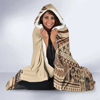 Pasifika Women's Day - Samoa Siapo Malu Tattoo Inspired Hooded Blanket Beige