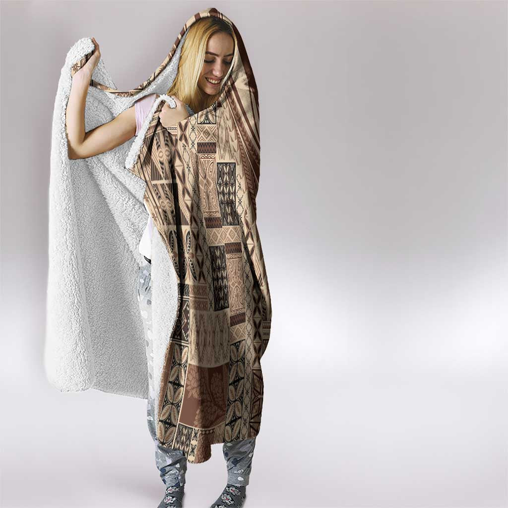 Pasifika Women's Day - Samoa Siapo Malu Tattoo Inspired Hooded Blanket Beige