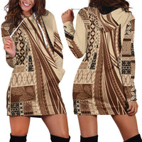 Pasifika Women's Day - Samoa Siapo Malu Tattoo Inspired Hoodie Dress Beige LT7 - Polynesian Pride