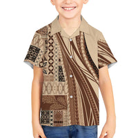 Pasifika Women's Day - Samoa Siapo Malu Tattoo Inspired Kid Hawaiian Shirt Beige LT7 Kid Beige - Polynesian Pride