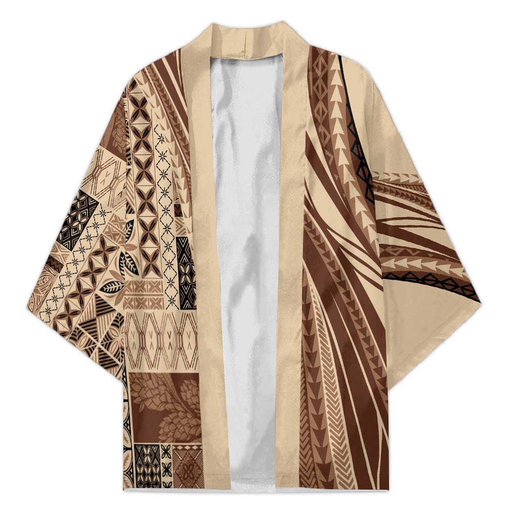 Pasifika Women's Day - Samoa Siapo Malu Tattoo Inspired Kimono Beige