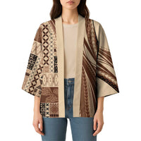 Pasifika Women's Day - Samoa Siapo Malu Tattoo Inspired Kimono Beige