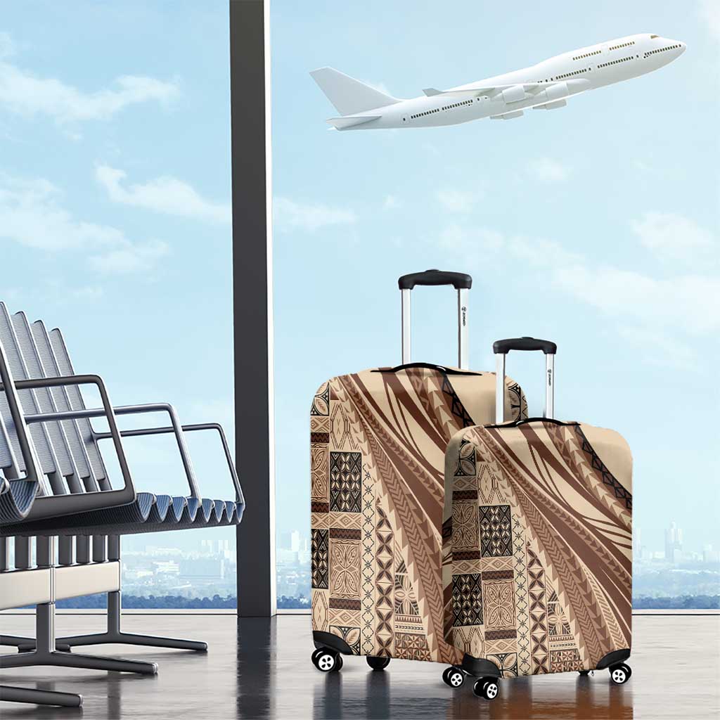 Pasifika Women's Day - Samoa Siapo Malu Tattoo Inspired Luggage Cover Beige LT7 - Polynesian Pride