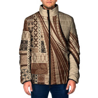 Pasifika Women's Day - Samoa Siapo Malu Tattoo Inspired Padded Jacket Beige LT7 Men Beige - Polynesian Pride