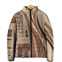 Pasifika Women's Day - Samoa Siapo Malu Tattoo Inspired Padded Jacket Beige LT7 - Polynesian Pride