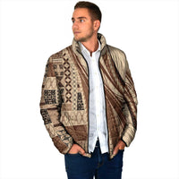 Pasifika Women's Day - Samoa Siapo Malu Tattoo Inspired Padded Jacket Beige LT7 - Polynesian Pride