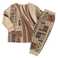 Pasifika Women's Day - Samoa Siapo Malu Tattoo Inspired Pajama Set Beige LT7 - Polynesian Pride